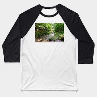 Mountain river flowing through valley Baseball T-Shirt